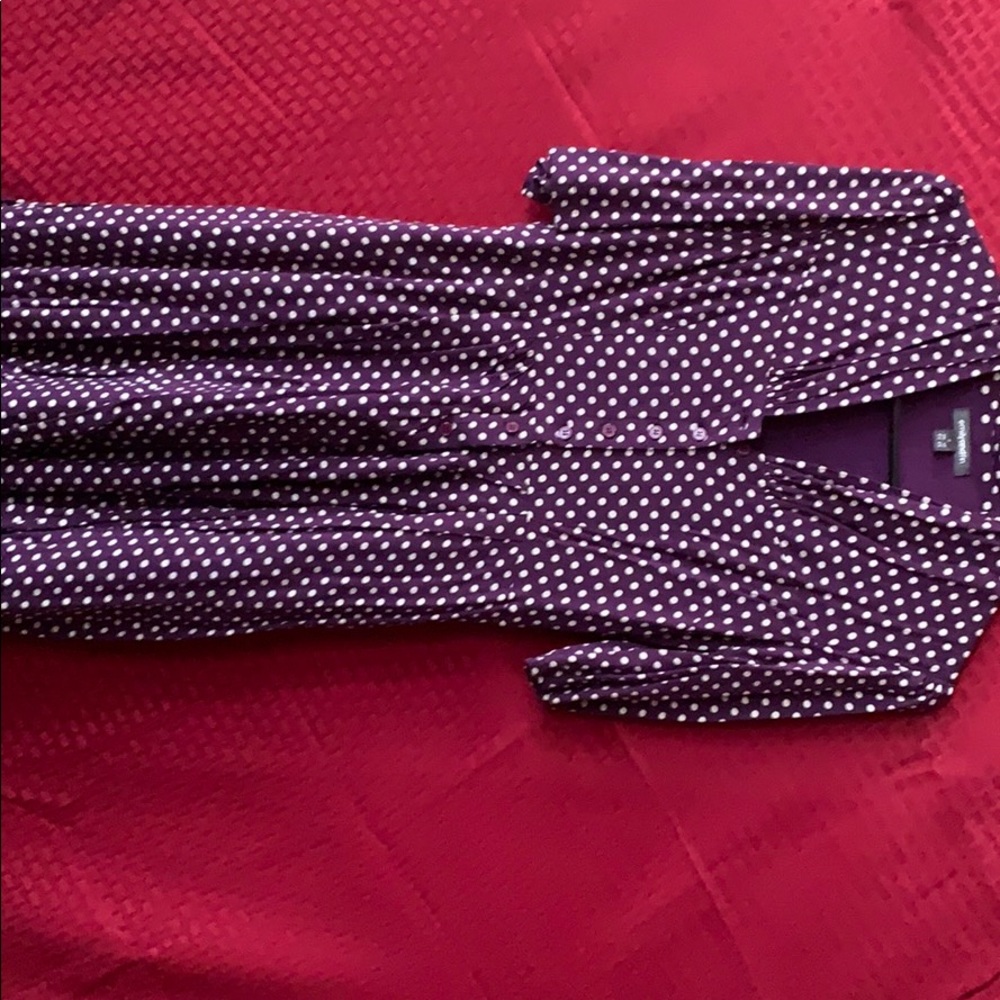 Plum polka dot dress- small